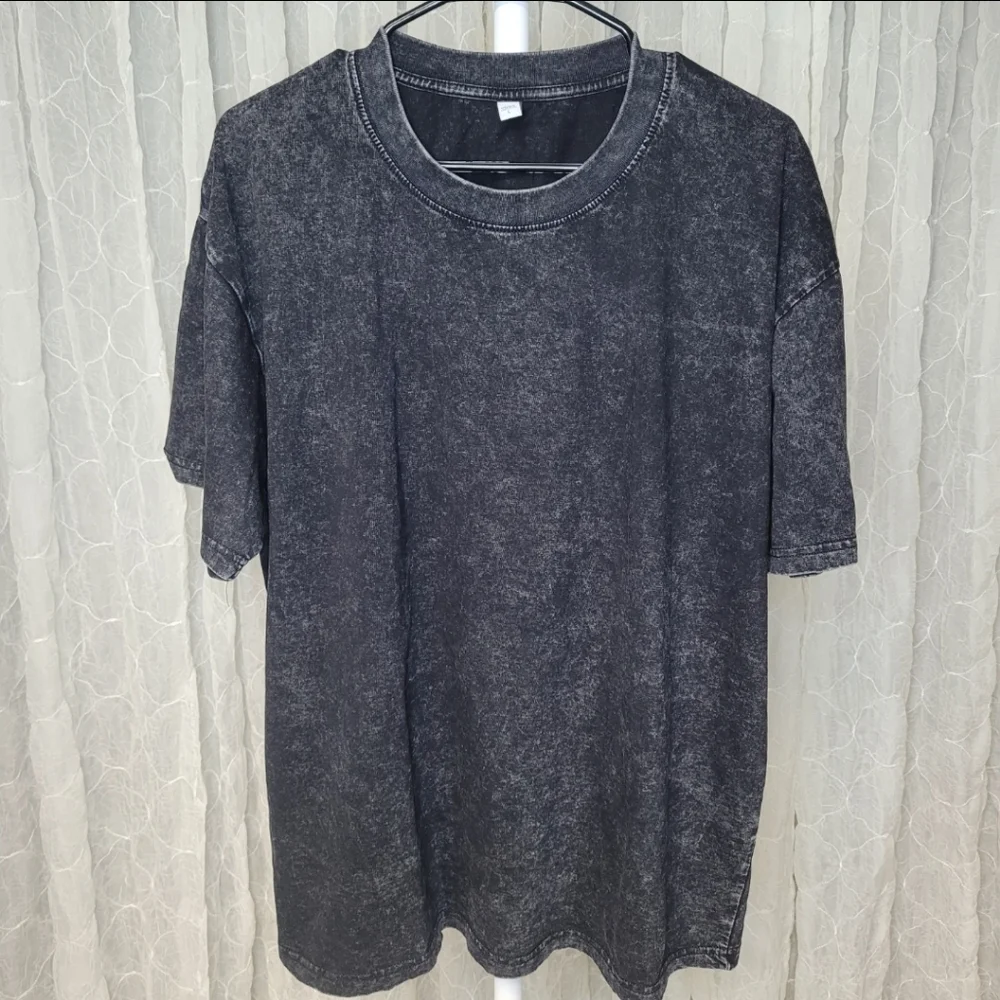 100% Cotton Unisex Acid Mineral Wash Short Sleeve Tee - Picture 2 of 4